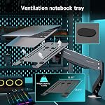 Pholiten 2 in 1 Laptop Desk Mount with Gas Spring Arm, Monitor Laptop Stand for 12-17 Inch Notebook and 13-32 Inch Computer Screen, Holds 22lbs, Full Motion with Vented Tray