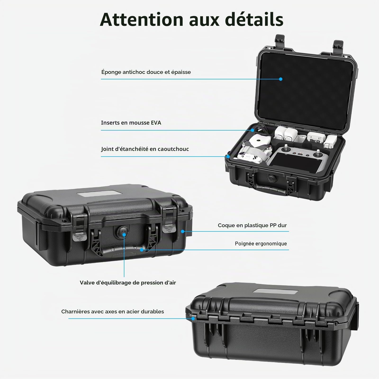 FPVtosky Coque rigide étanche pour Lito X1, Fly More Combo, compatible avec contrôleur RC 2, batterie, hub de chargeur et autres accessoires [étui uniquement]