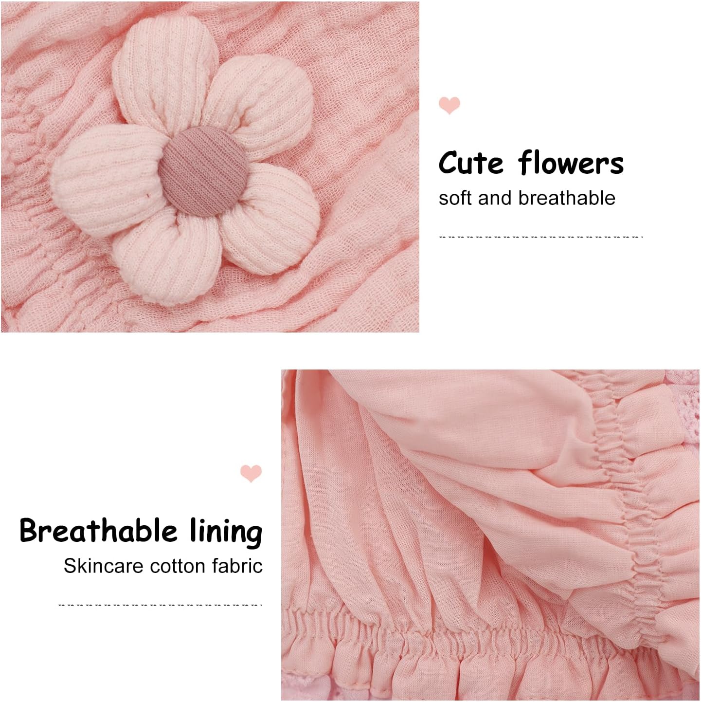 Baby Girls Bonnet Ultra Soft Breathable Lovely Bonnet Cap with 3D Flowers Adjustable Hats 0-12 Months - Image 3