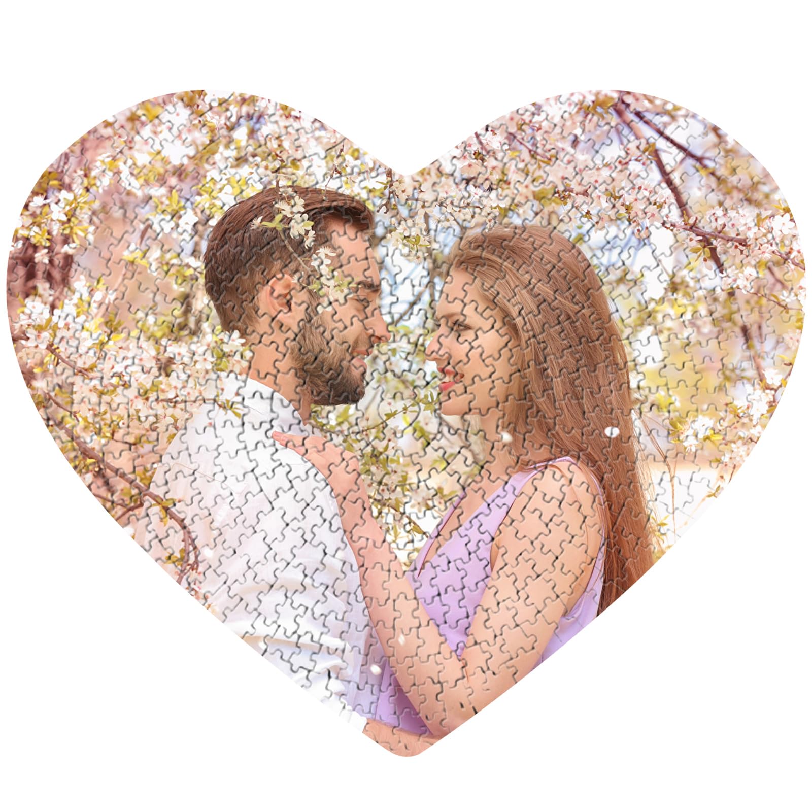 オーダーメイドパズル520ピース　木製パズルフレーム付き Amazon | （50x60cm）CHengQiSM カスタムパズル ハート形 520ピース