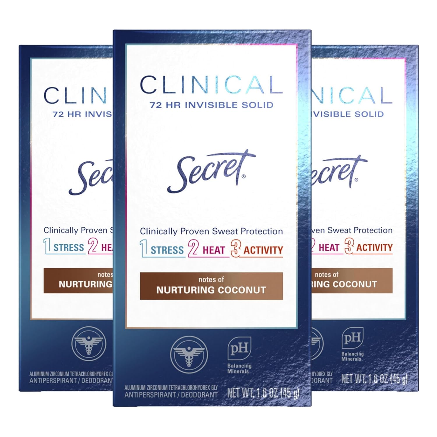 Secret Clinical Strength Antiperspirant and Deodorant for Women, Invisible Solid, Clean Coconut 1.6 Oz (Pack of 3) Secret Clinical Strength Antiperspirant and Deodorant for Women, Invisible Solid, Clean Coconut 1.6 Oz (Pack of 3)