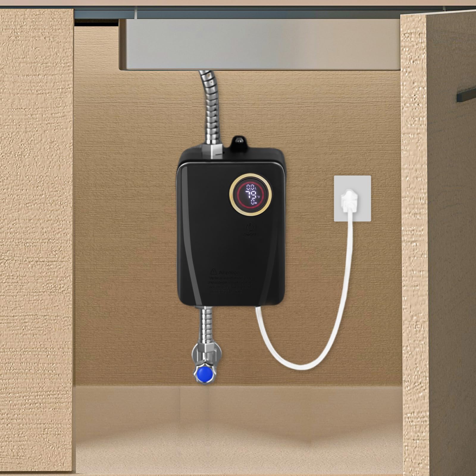 Elektryczny podgrzewacz wody do kuchni, 220 V, mini podgrzewacz wody z wyświetlaczem LED, podgrzewacz wody do kuchni i łazienki, szybkie ogrzewanie, 3500 W