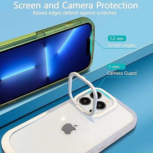 Miniatura 5 de EYZUTAK Funda con función atril para iPhone 13iPhone 14, 2 modos de soporte incorporado, soporte de anillo de cámara, transparente, suave, delgada,