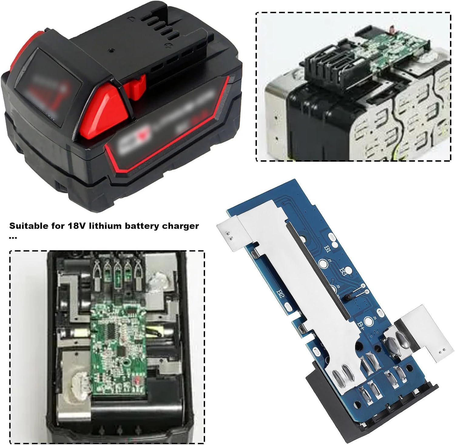 M18 PCB Board for Lithium Battery Protection Board Charging Protection Circuit Board Compatible with Milwaukee 18V