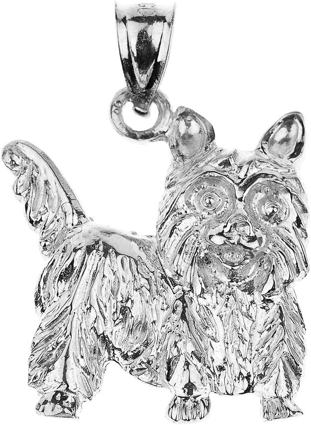 Polished 925 Sterling Silver Yorkshire Terrier Dog Charm Pendant Necklace - Image 2