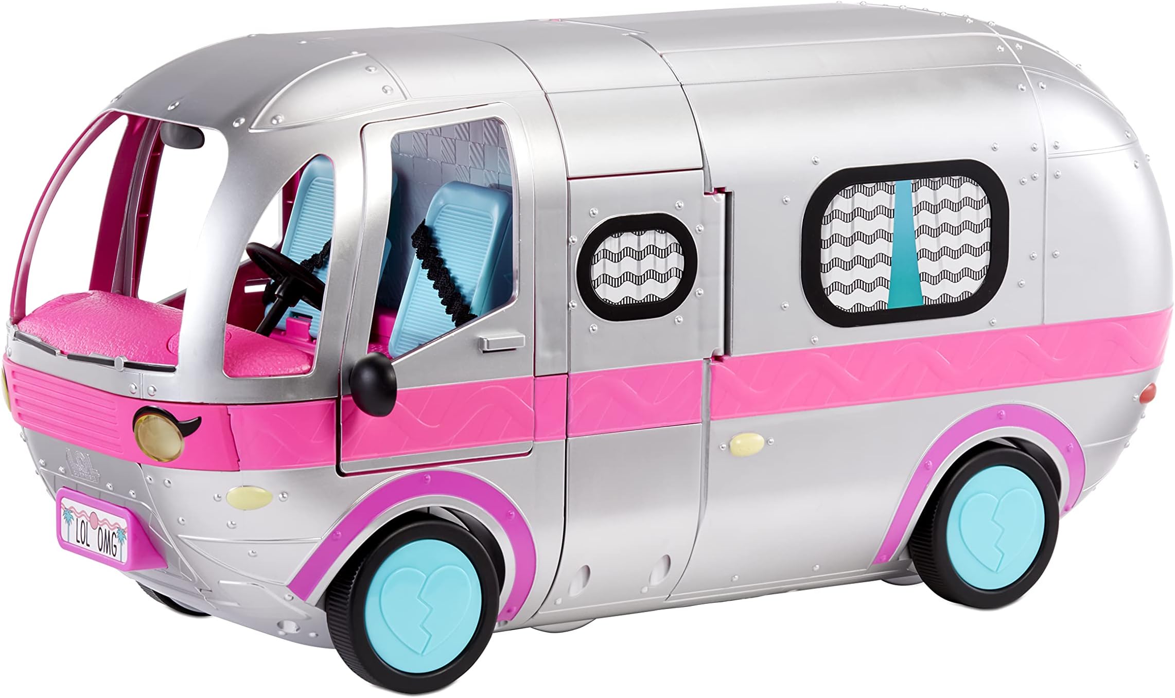 L.O.L. Surprise! Lol Omg Glamper Fashion Camper Doll Playset With 55+ s, Fully-Furnished With Light Up Pool, Water Slide, Bunk Beds, Cafe, Bbq Grill, Dj Booth - Gift Toy For Girls Ages 4 5 6 7+ Years