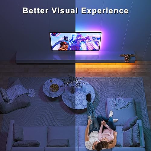 Miniatura 4 de BASON LIGHTING Retroiluminación LED para TV con aplicación Bluetooth y control remoto, luces LED de 9.8 pies para TV de 32 a 58 pulgadas, luz