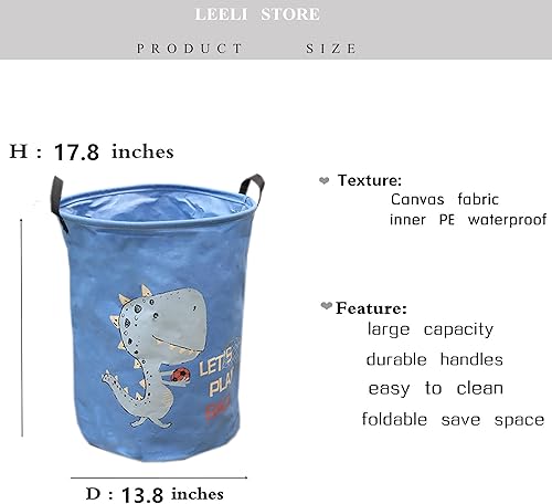 Miniatura 2 de LEELI Cesta de lavandería con asas plegable de lona, cesta de almacenamiento impermeable, organizador para el hogar, para guardería, ropa, juguetes,