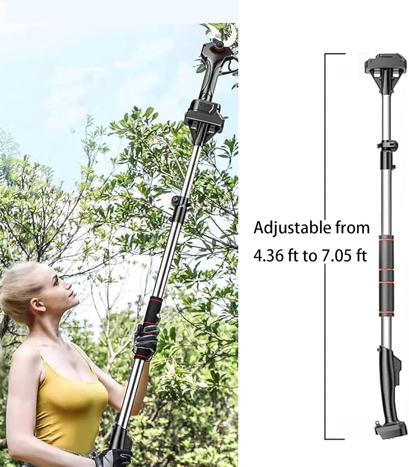 Heavy Duty Cordless Electric Pruning Shears, 4.2-7.1ft Telescoping Pole for High Branches, Brushless Motor, 2 Batteries & Charger Included