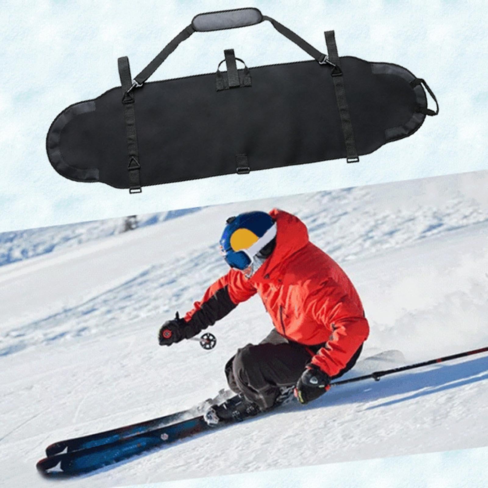 Generico Borsa da Snowboard per Viaggi Aerei, Impermeabile, Resistente, Portatile, Nero, 145x40 cm