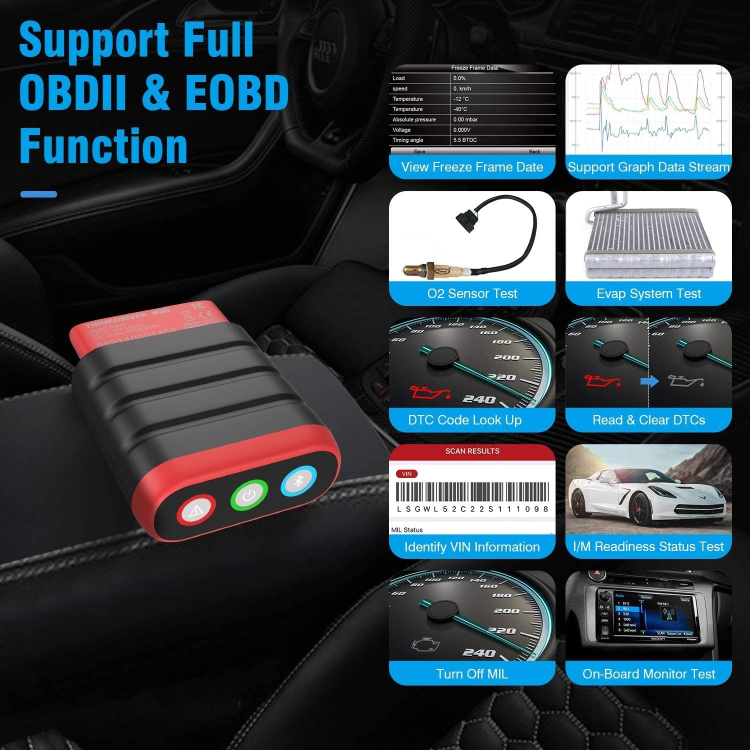 Mini OBD2 Skaner Bluetooth Czytnik Kodów Sprzęt Diagnostyczny Samochód Cały System Skanuj DPF SAS EPB 15 Resetuj OBD 2 Automatyczne Narzędzia Diagnostyczne