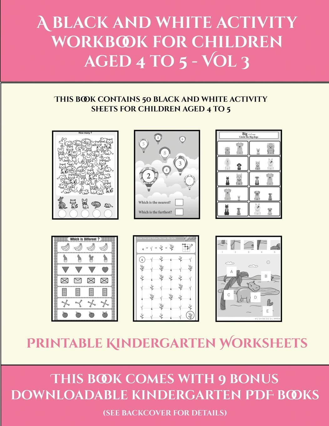 Printable Kindergarten Worksheets A Black And White Activity Workbook Children | Desertcart ...