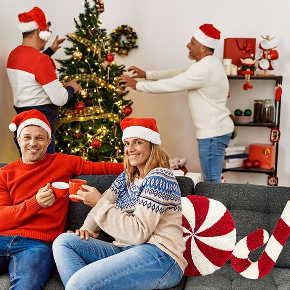 GKWW 3 Pcs Christmas Candy Cane Plush Pillow Red White Peppermint Throw Pillows Xmas Red Spiral Lollipop Pillow Cute Christmas Decorations for Sofa Windowsills Sofa Bedroom (Candy)