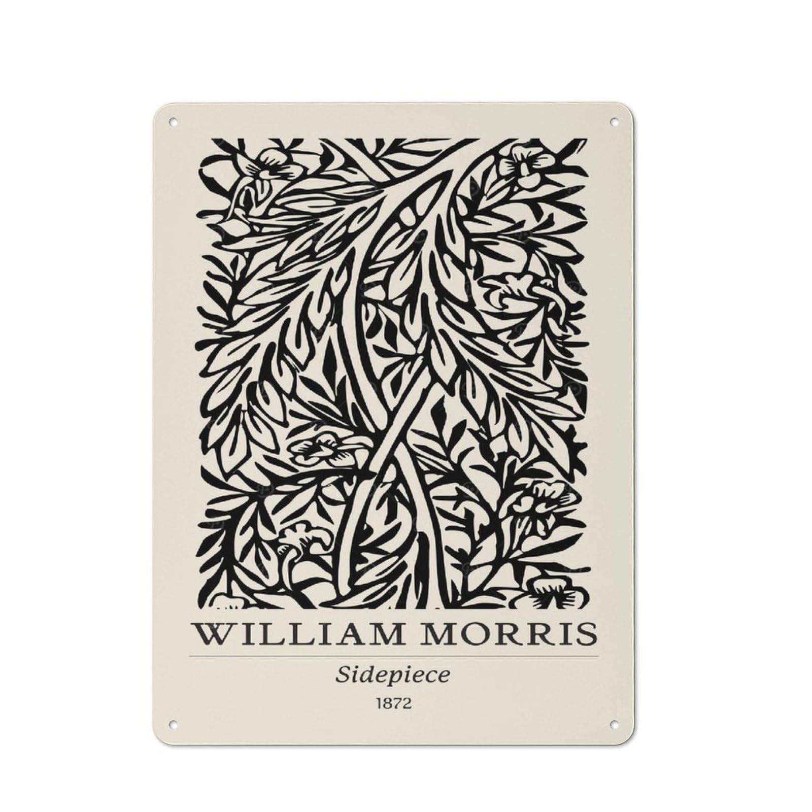 Junmoney Style-9 Classic Vintage Metal Sign 40X30cm Featuring William Morris Black & White, Home Bar Decor For Cafe, Pub, Workshop Or Home Bar