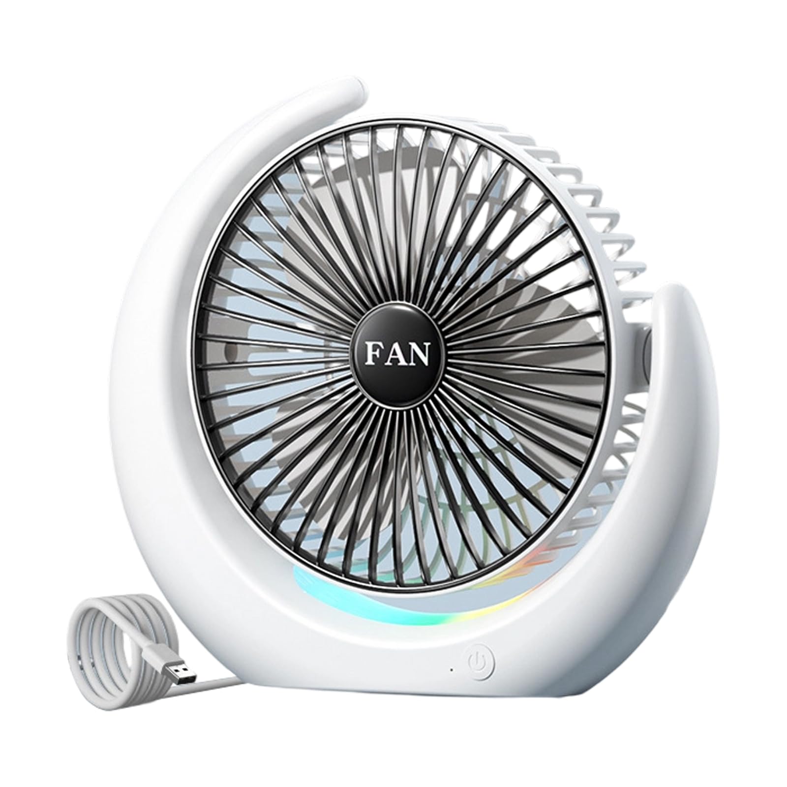 NMFLAB Quiet Powerful Fan with Light Air Circulation Rechargeable Battery Texture for Bedroom Offices School Use LED Desk