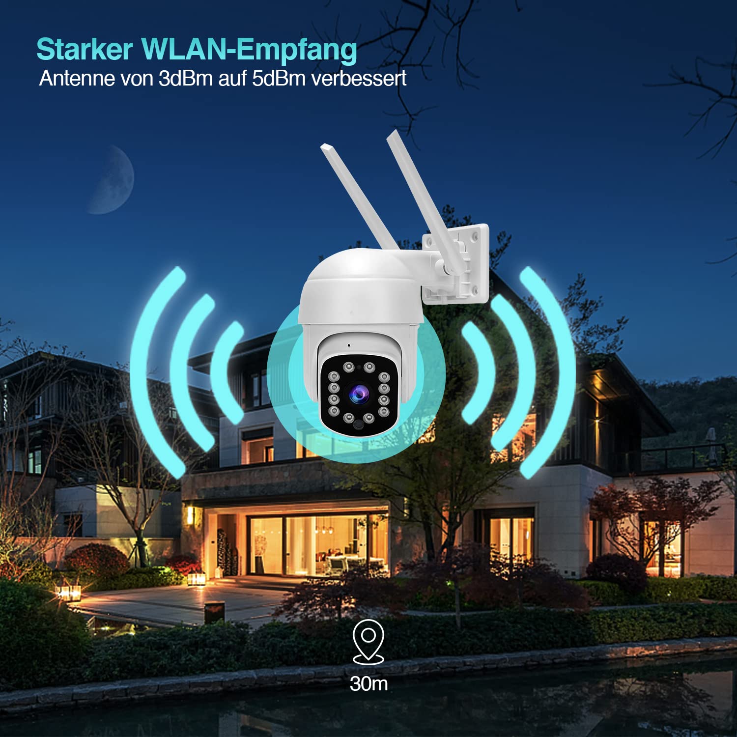 HiKam A9 2023 Gen, PT Überwachungskamera Aussen mit Personenerkennung, Ultra HD 2K Auflösung, Kabellose IP WLAN Outdoor Kamera Schwenkbar mit Sirene, Nachtsicht, 2-Wege Audio,App,IP66 Wasserdicht