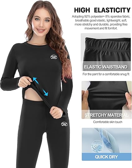 MEETWEE Women's Thermal Underwear Base Layer Set, Gray set