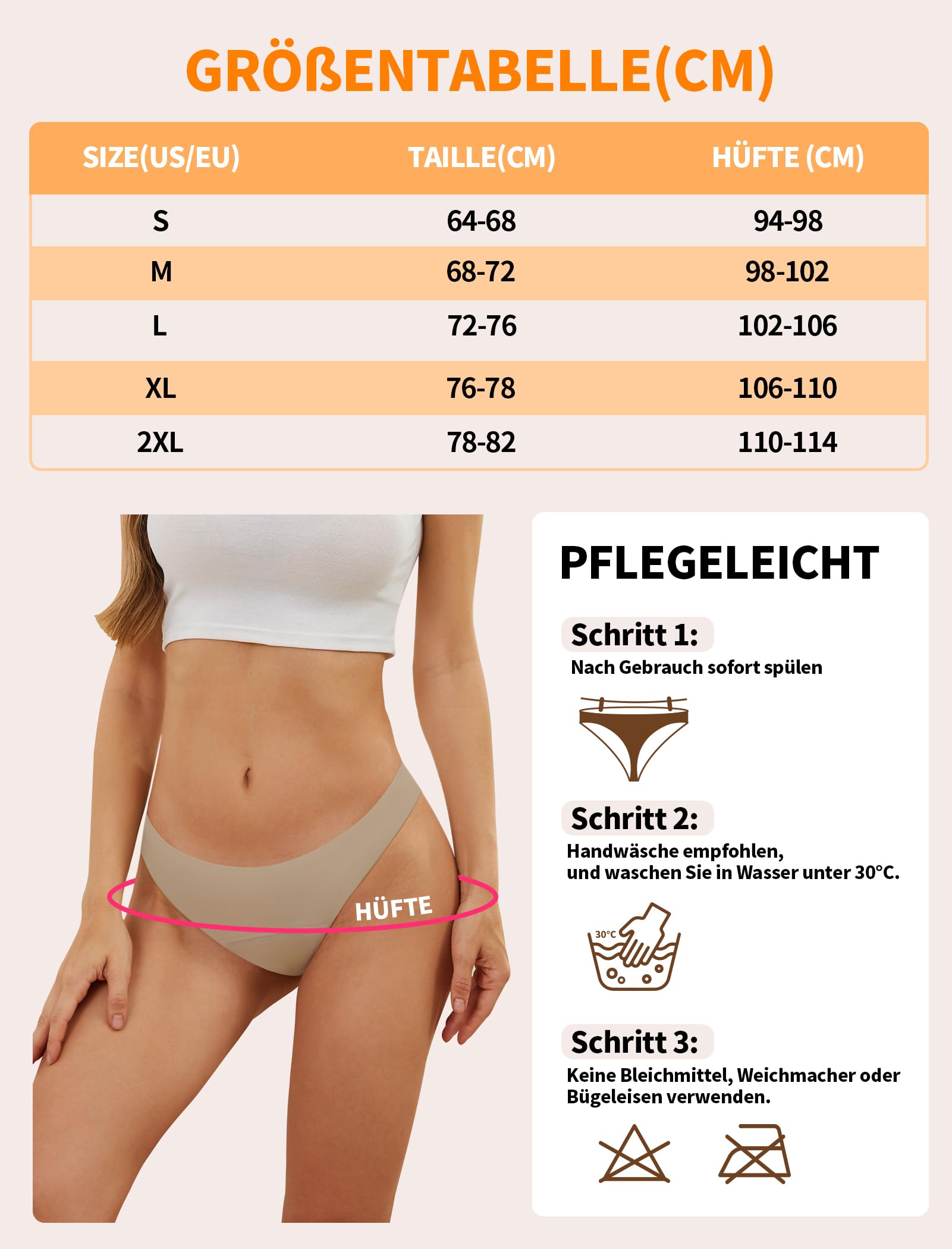 PoseFree Periodenunterwäsche Tanga für Leichte Blutung, Nahtlos Bequem - 3er Pack Unsichtbare Perioden Strings Damen (Größe S-XXL)