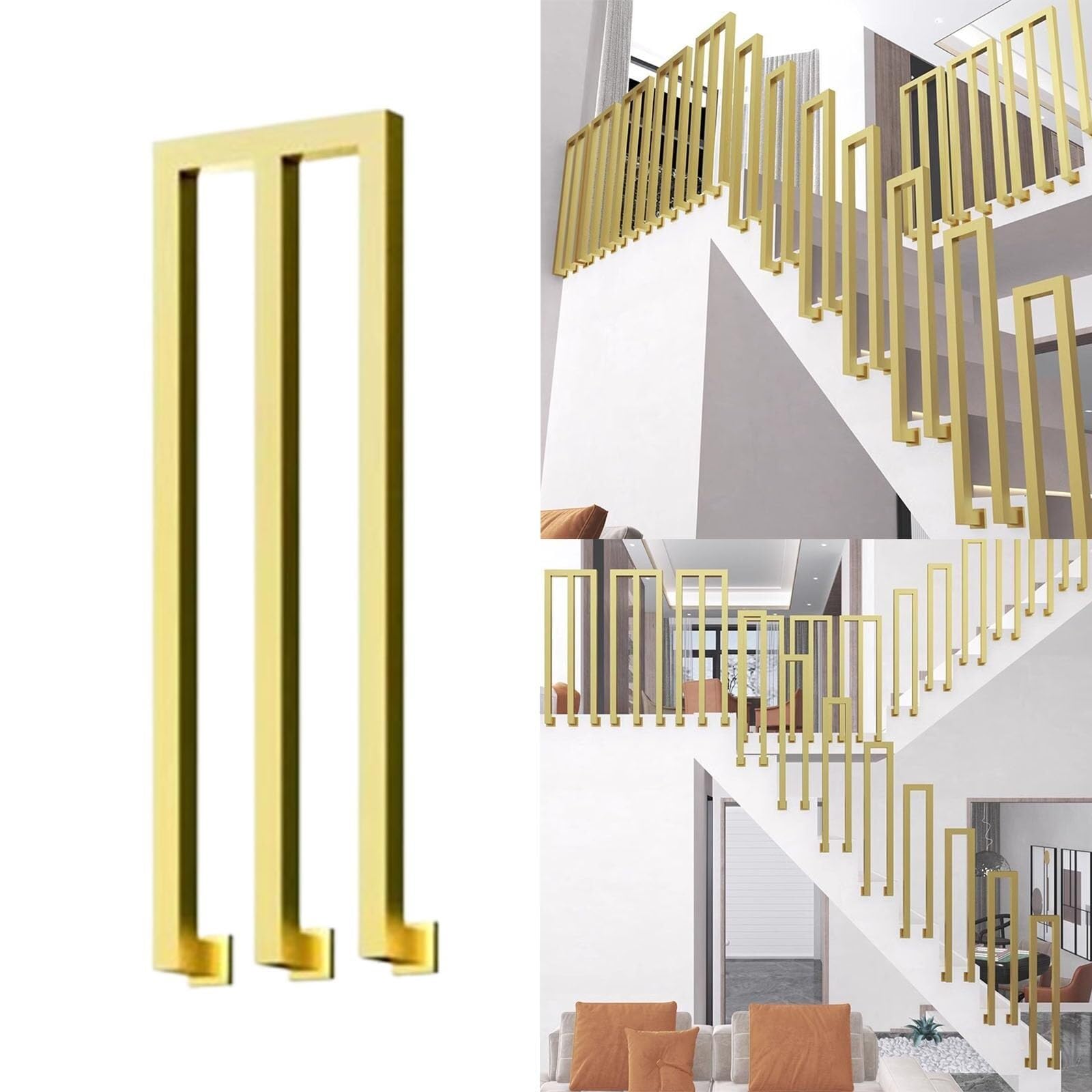 Rampe d'escalier en U 90CM noire pour montage latéral intérieur et extérieur