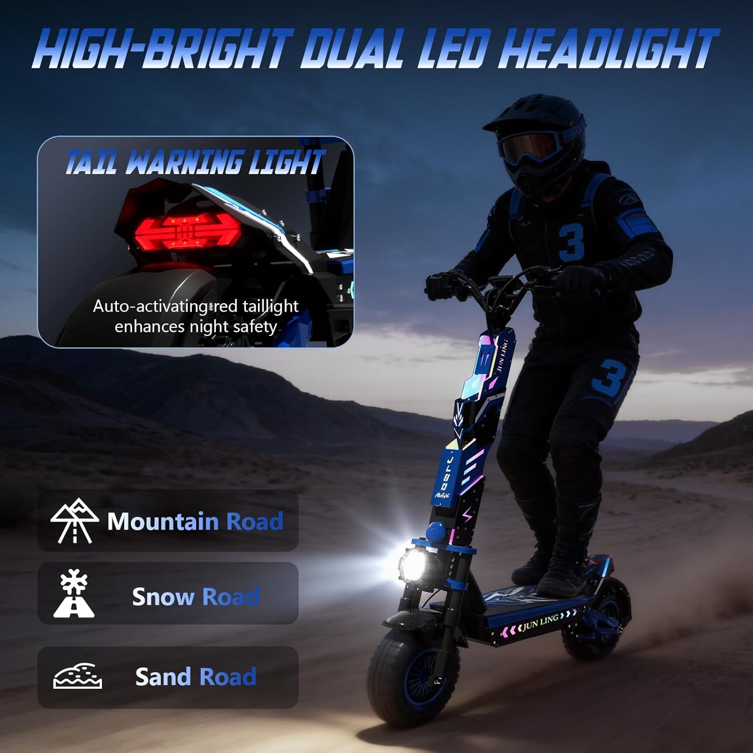 JL80 Electric Scooter for Adults, 6000W Dual Motor, 40 Mph Top Speed, 52 Miles Max Range, 60V/30AH Battery, Dual Suspension Hydraulic Braking System, Foldable e-Scooter with Speaker