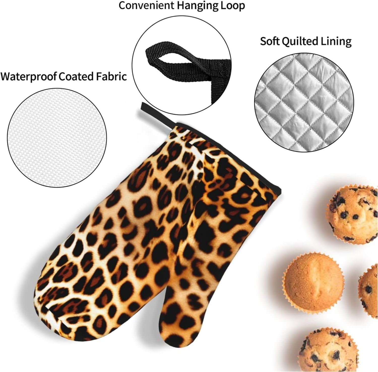 Leopard Animal print Kitchen baking four piece set, fit for cooking and baking, oven, microwave, and outdoor barbecue