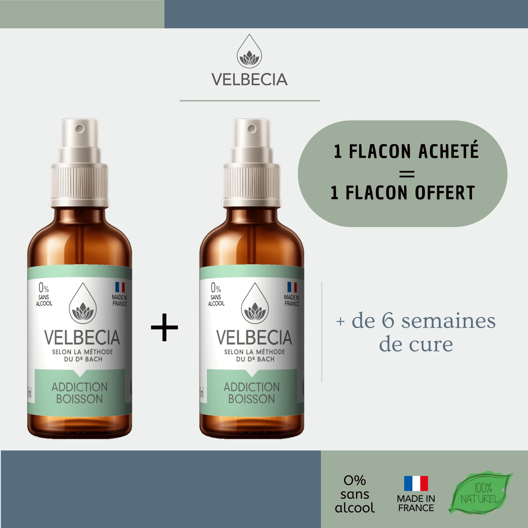 Velbecia Addiction boisson 30 ml +1 OFFERT Elixirs de fleurs SANS ALCOOL - Méthode du Dr Bach - Sevrage, cure, dépendance, accoutumance, abstinence
