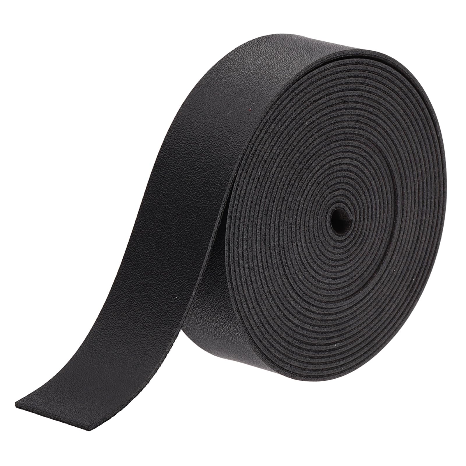 sourcing map Faux Leather Straps, 1 Inch Wide 137.8 Inch Long PU Leather Strips Flat Cord for Clothing Bag Belt Making DIY Craft Projects (2mm Thick, Black)