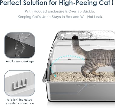 SuzziPaws Stainless Steel Litter Box Top-Entry Dog-Proof for Multi-Cats