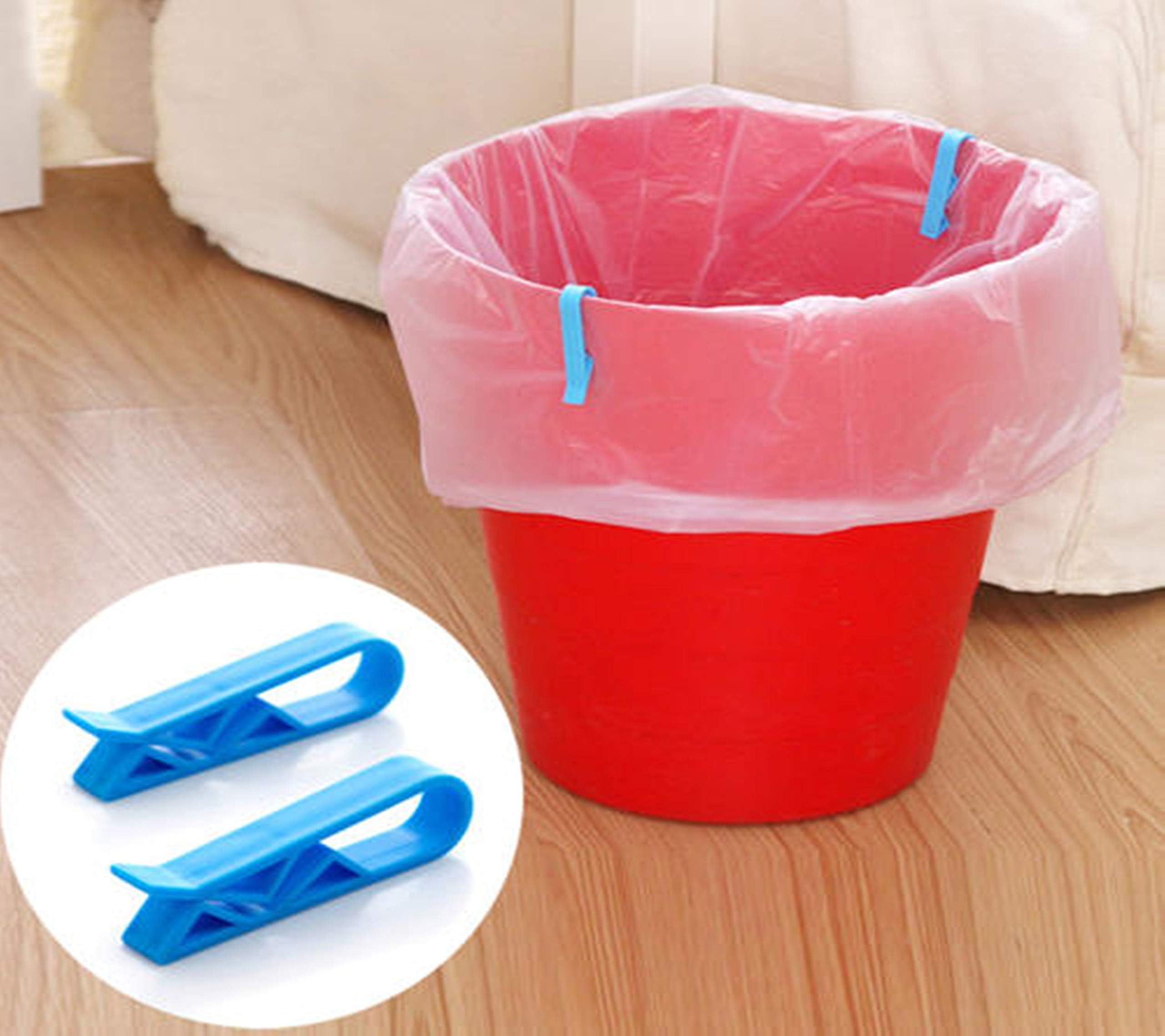 WantonTrash Can Waste Basket Garbage Bin Clamp Garbage Rubbish Bag Clip Anti-Slip Fixation Clip Holder Blue