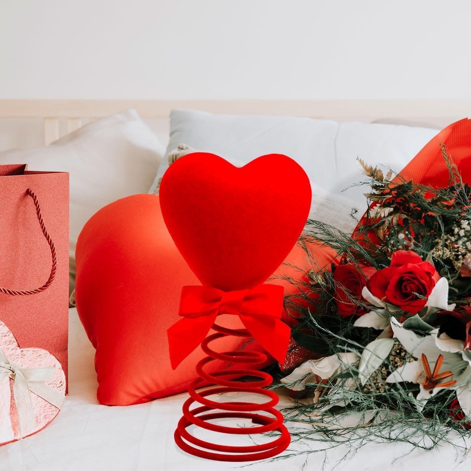 Punta de árbol de Navidad Adorno de árbol San Valentín con corazón Rojo