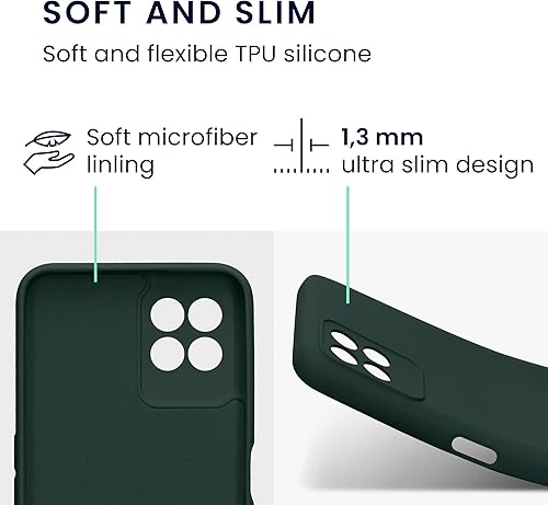 Miniatura 2 de kwmobile Funda compatible con Realme 8i - Funda protectora delgada de TPU con acabado mate suave - verde musgo