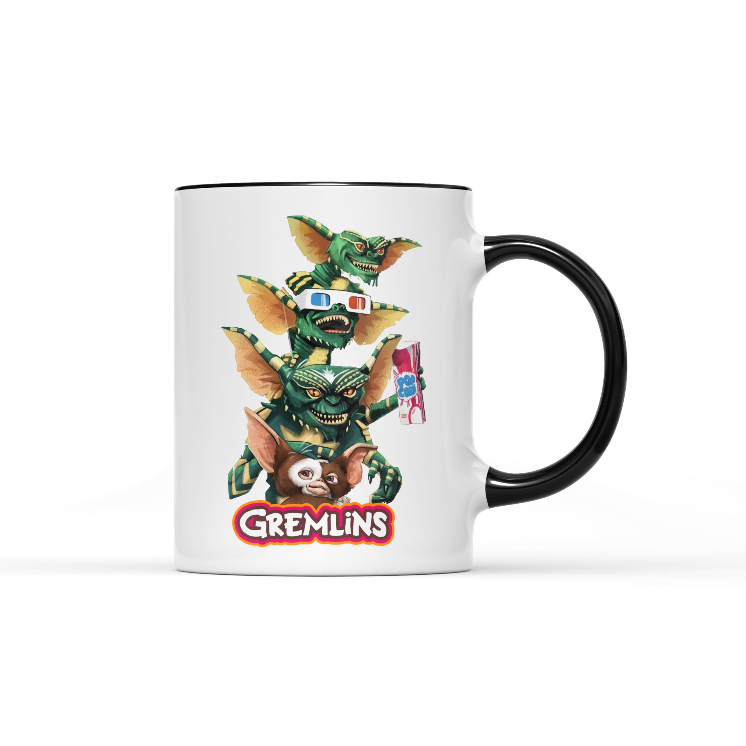SMARTYPANTS Gremlins Mug - Funny Fun Novelty Humourous Horror Comedy Retro 80's Movie Film Gizmo Mogwai Midnight Monster Trouble Cup Tea Coffee Gift Present (Black Handle)