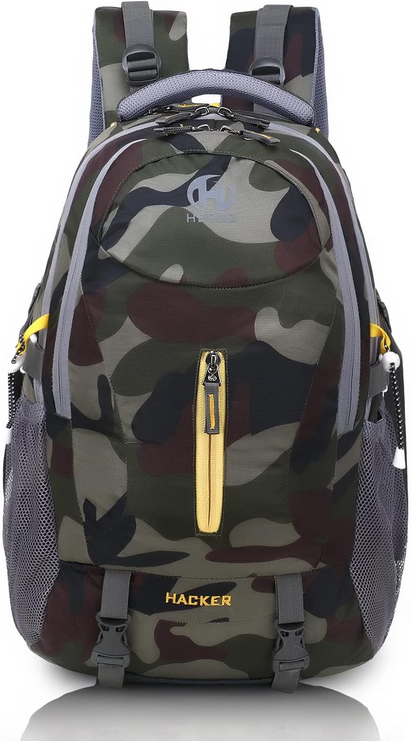 HEROZ Hacker 50 litres Large Size Nylon Travel Laptop Backpack Water Resistant Slim Durable Computer Book Bag Tracking Fits Up to 17.3-inch Laptop (058- ALL) (Army Green Jungle)