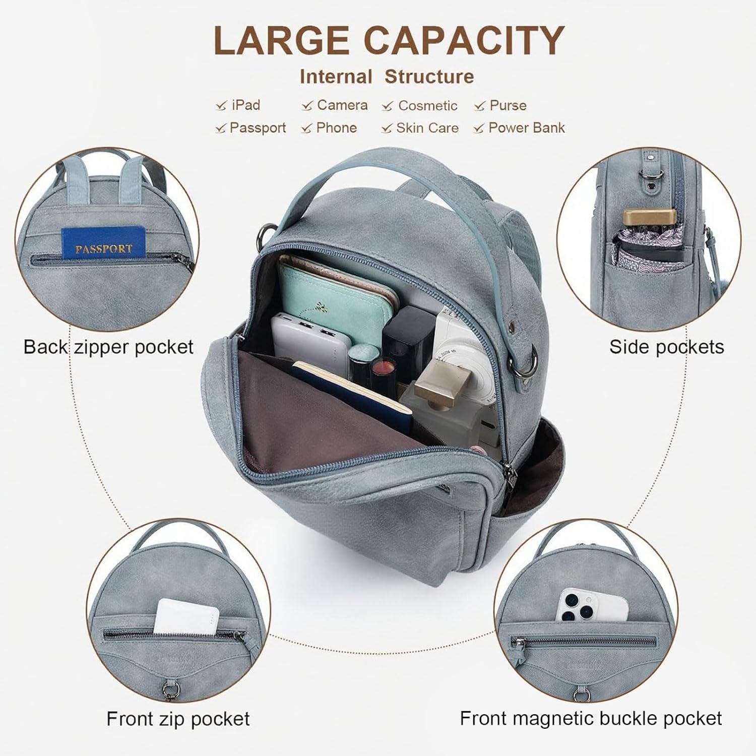 KITEVIUN Mini Backpack Purse for Women Fashion Cute Small Travel Backpacks Daypacks Shoulder Handbag