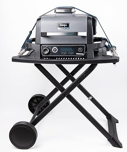 Vista 9 de Portable Grill Cart for Weber Q Series Gas Grills and Ninja Woodfire Grill OG700 Series, Portable Grill Stand for Weber Q1200, Q1000, Q2200, Q2000