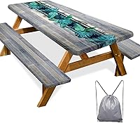 Vista 63 de Funda de mesa de picnic con fundas para bancos, elementos esenciales de camping, mantel de camping impermeable y a prueba de viento con bolsa