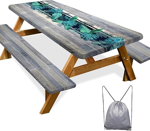 Miniatura 176 de Play Tailor - Mantel para mesa de pícnic con cubiertas para bancas, impermeable y a prueba de viento con bolsa de cordón, ajustable a mesas y bancas