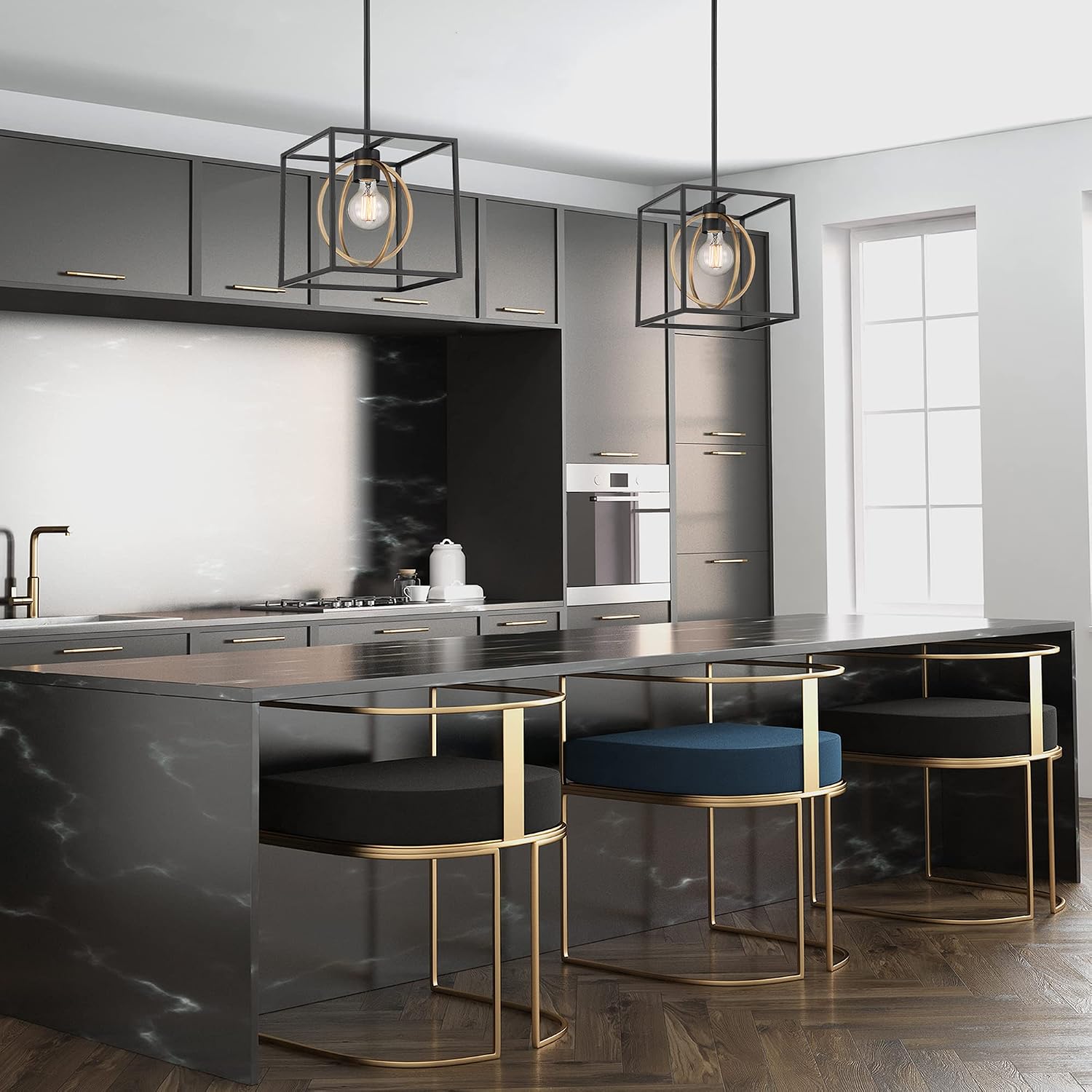DESIGNERS FOUNTAIN Kew Gardens Pendant Light, 10 Inch Hanging Ceiling Fixture for Kitchen Island and Dining Room, Matte Black, D276M-10P-MB