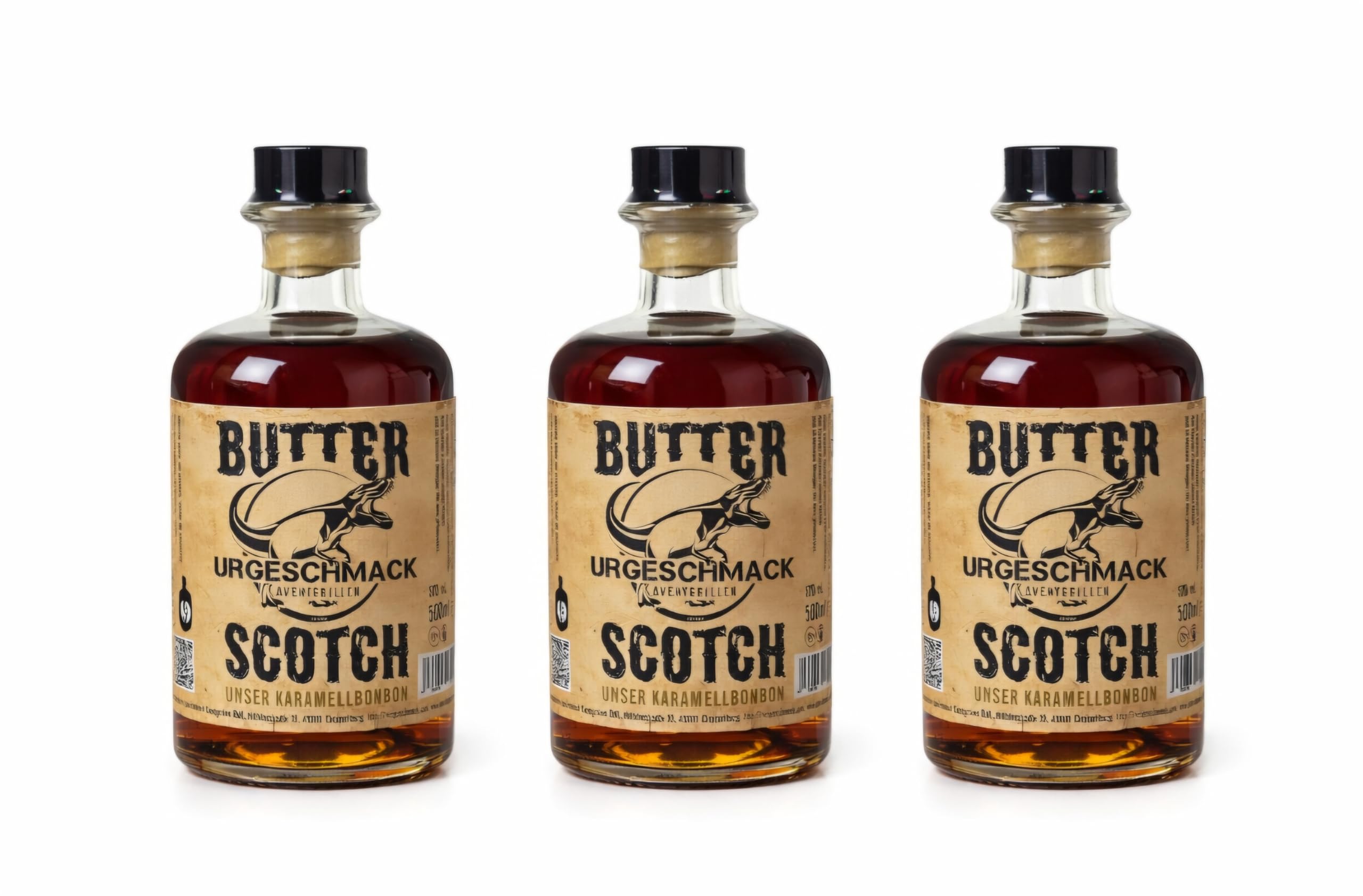 Urgeschmack Eventgrillen Butter Scotch Likör 17% Vol. (unser Karamellbonbon, pur oder auf Eis, in Kaffee, über Vanilleeis oder Apfelstrudel, oder mit Cola) (3 x 0,5 L)