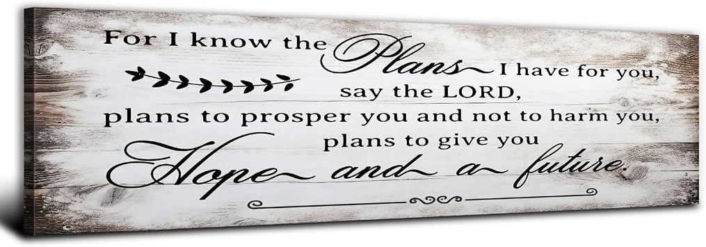 Jeremiah 29 11 Wall Art Farmhouse Christian Picture Wall Decor Bible Verse Scripture Canvas Painting for Bedroom Living Room Decoration For I Know The Plans I Have For You Poster Church Artwork 14x48