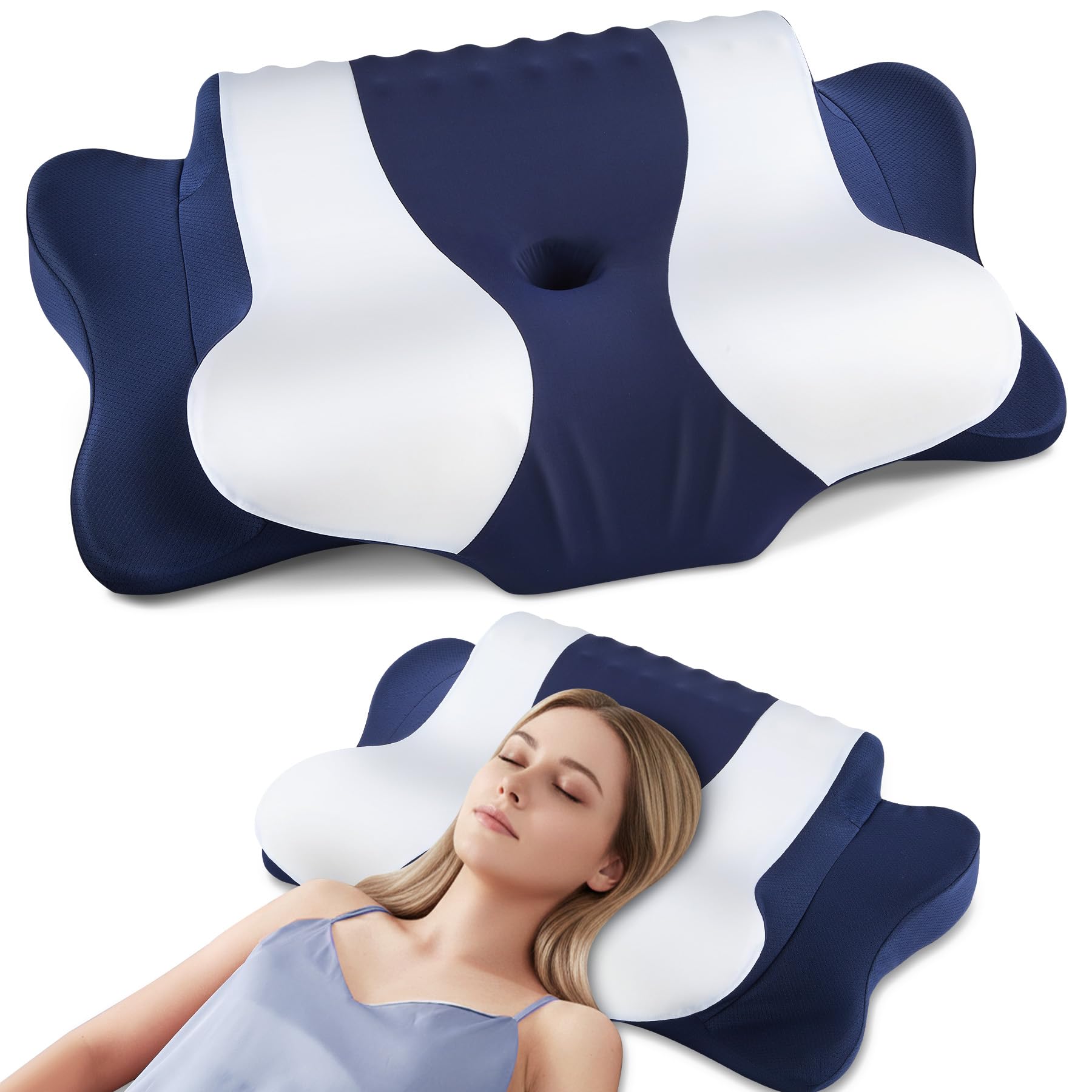 DONAMA Cervical Neck Pillow Dark Blue