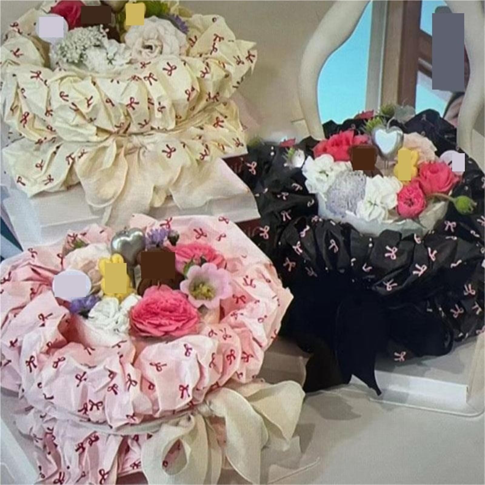 10 rotoli/set Confezione regalo di carta per Carta Alimentare | Torta di fiori in cotone fai-da-te Decora 50x70 cm(PINK)