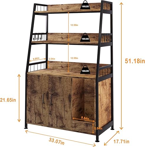 Miniatura 8 de Cat Hidden Litter Box Enclosure Furniture,Large Litter Box Furniture with Shelf Storage,Tall Cat Litter Box Cabinet, Wood Sturdy Cat Washroom