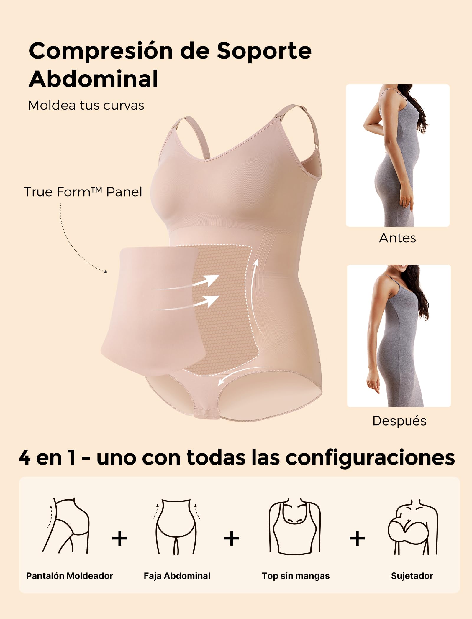 momcozy Body Reductor Mujer Invisible, Faja Reductora Adelgazante Control de Abdomen con Clips de Lactancia, Shapewear Bodysuit sin Costuras para Postparto & Uso Diario