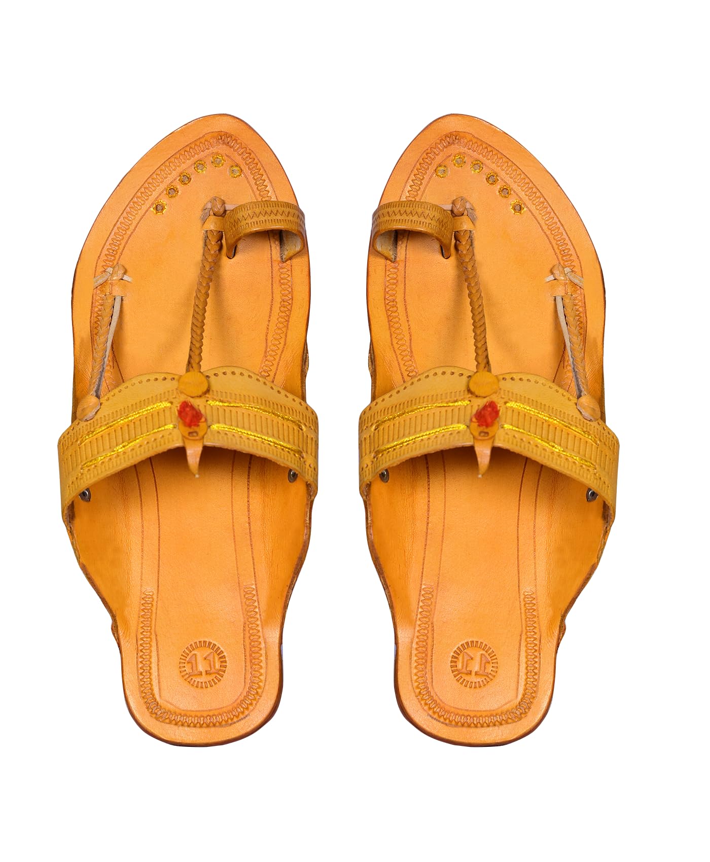 Kolhapuri Sunchhaya Yellow Stylish Ethinic Chappal for Men (8) (B0CM9VLL99) Amazon Price History, Amazon Price Tracker