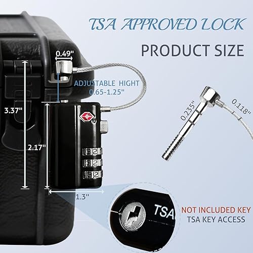 Miniatura 3 de Cerradura de caja de pistola aprobada por la TSA, cerraduras TSA para funda de pistola, cerraduras de cable duraderas resistentes a los cortes para