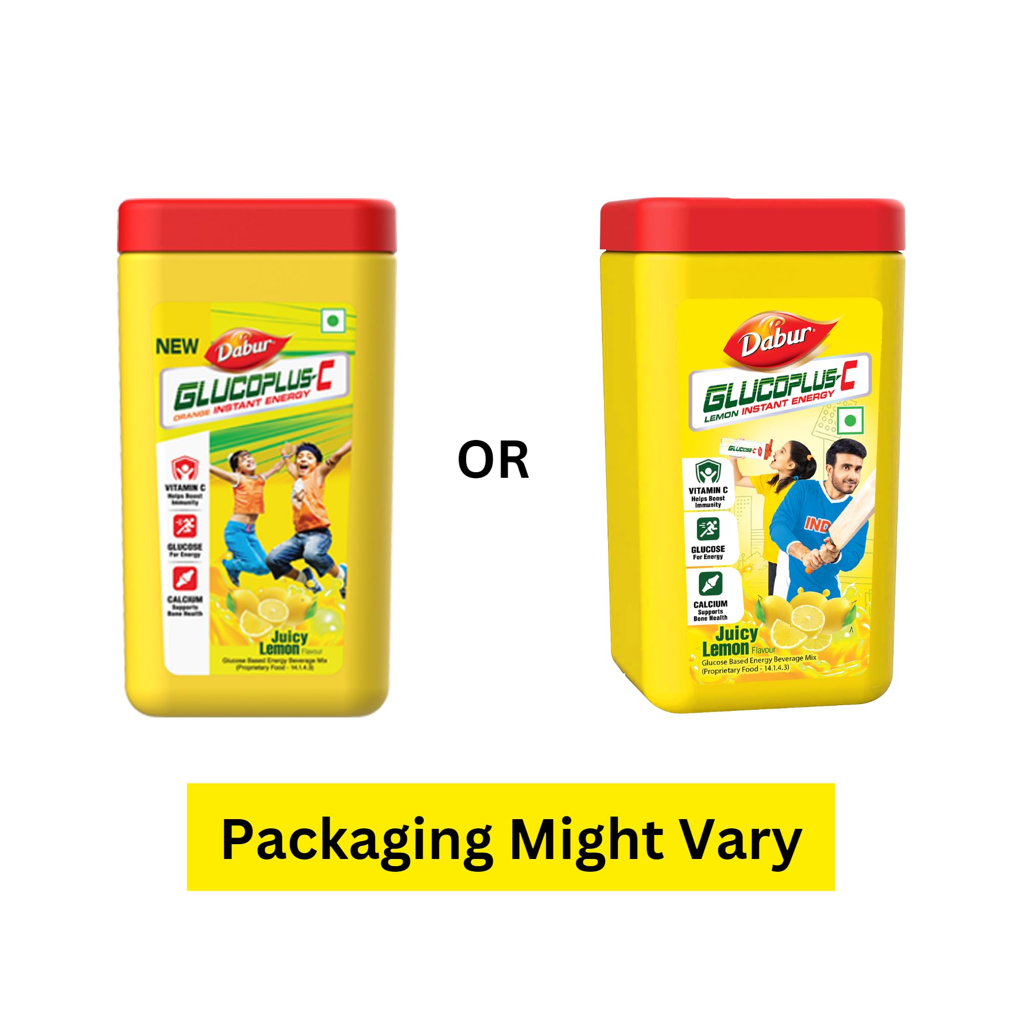 Dabur GlucoPlus-C Jar - Lemon + Orange Combo - 400g (Pack of 2) | Instant Energy Glucose | Juicy & Tasty Flavors 1