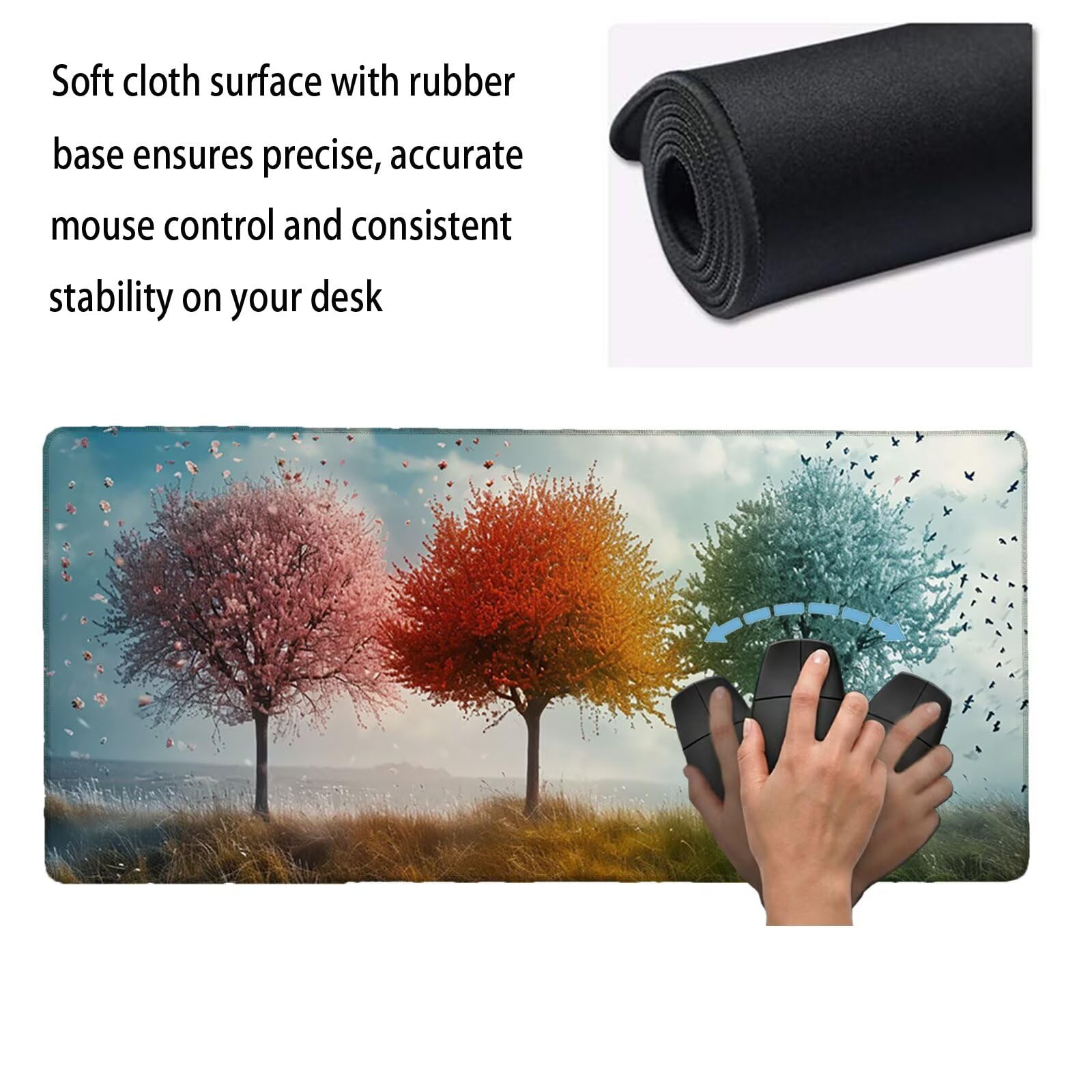 Alfombrilla Escritorio Grande 1200 x 600 x 3 mm, Alfombrilla Ratón Gaming XXL, Árbol De La Vida Tapete de Ordenador con Base Antideslizante y Bordes Reforzados, Impermeable Desk Mat (Árbol) L-x7044