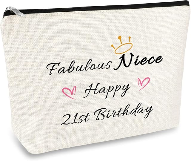 21st Birthday Gifts for Niece Makeup Bag Gift Niece Gifts from Aunt Uncle 21 Years Old Birthday Gifts for Her 2001 Birthday Gifts for Women Christmas Cosmetic Bag Makeup Pouch Travel Toiletry Bag