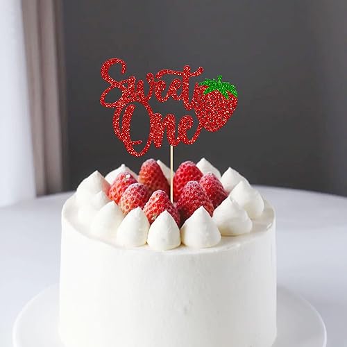 Miniatura 8 de Gyufise 1 pieza de fresa para el primer cumpleaños, decoración para pastel de fresa, decoración para baby shower, niños, suministros de fiesta de